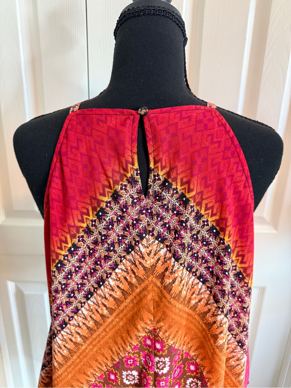 Coco Bianco Boho Chevron Halter Handkerchief Tunic Top size medium - Picture 5 of 8